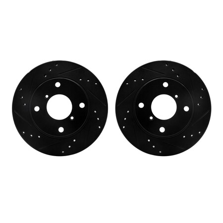 Dynamic Friction Co Rotors-Drilled and Slotted-Black, Zinc Plated black, Zinc Coated, 8002-01008 8002-01008